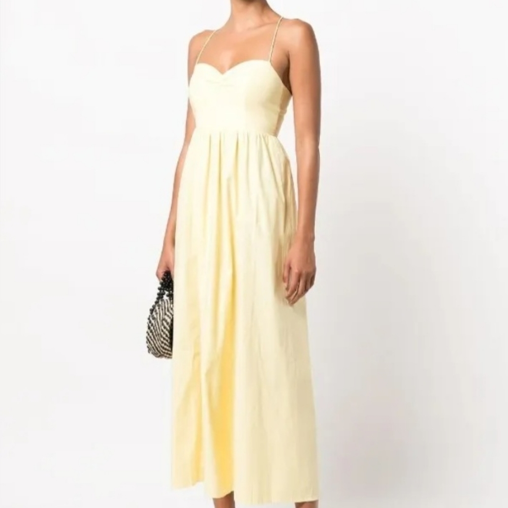 REFORMATION Dovie Maxi Dress Yellow Zest Organic Cotton Size Large
